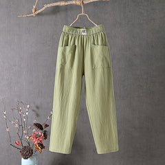 【Cotton And Linen】Solid Colour Casual Trousers