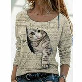 Cute Cat Print T-Shirt
