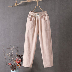 【Cotton And Linen】Solid Colour Casual Trousers