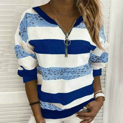 Casual Zipper Striped Shirt
