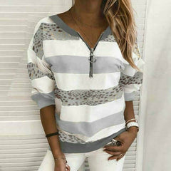 Casual Zipper Striped Shirt