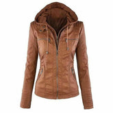 Vintage Casual Hooded Leather Jacket