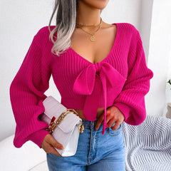 Anna Bowknot Cropped Sweater
