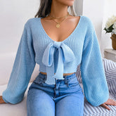 Anna Bowknot Cropped Sweater