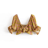 Crop Top in Olive Floral