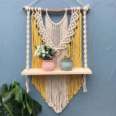 Wooden Macrame Hanging Shelf