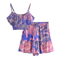 Cosmic Cloud Boho Two Piece Set in Blue