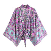 Cosmos Cropped Kimono in Purple