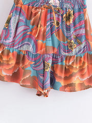 Cosmic Clouds Boho Shorts in Green