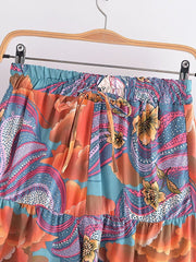 Cosmic Clouds Boho Shorts in Green