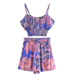 Cosmic Cloud Boho Two Piece Set in Blue
