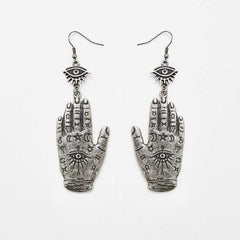 Vintage Evil Eye Hamsa Hand Drop Earrings