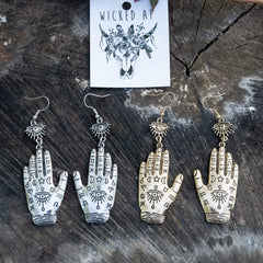 Vintage Evil Eye Hamsa Hand Drop Earrings