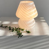 White Stripe Table Glass Lamp