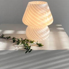 White Stripe Table Glass Lamp