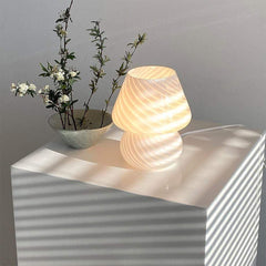 White Stripe Table Glass Lamp