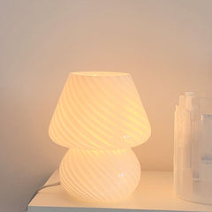 White Stripe Table Glass Lamp
