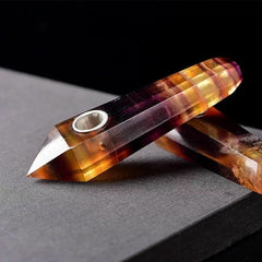 Yellow Fluorite Crystal Pipe