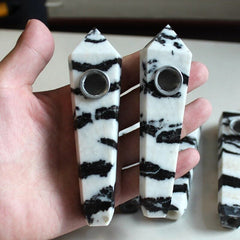 Zebra Stone Crystal Pipe