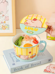 Cute Cartoon Pig Ramen Bowl