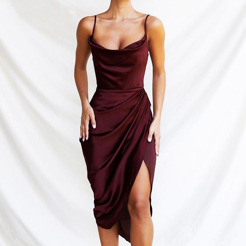 Articat Satin Split Ruched Dress