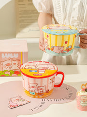 Cute Cartoon Pig Ramen Bowl