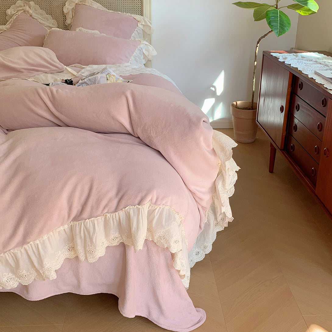 Romantic French Princess Style Winter Milk Velvet Bedding Set