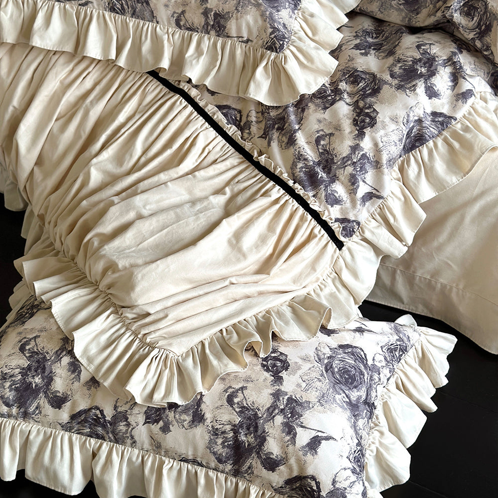 Vintage Romantic Rose Lace Cotton Duvet Cover