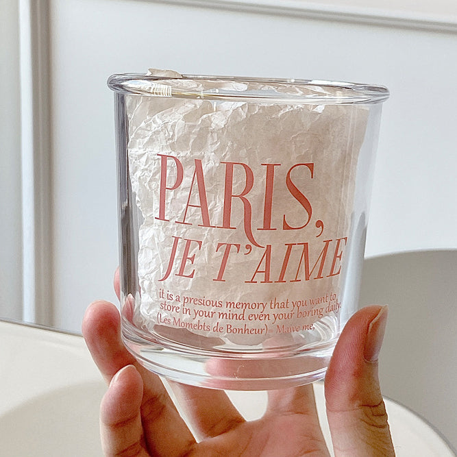 Romantic Pink Lettering "PARIS, JE T'AIME" Glass Cup