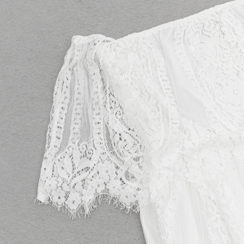 LACE OFF SHOULDER MAXI DRESS