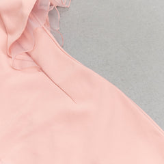 RUFFLE SLEEVE MIDI DRESS SALMON PINK
