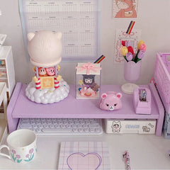 Pastel Color Wooden Shelf Rack-Pink-Yellow-Purple-White