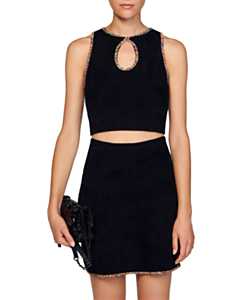 VELVET EMBELLISHED MINI SKIRT