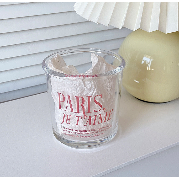 Romantic Pink Lettering "PARIS, JE T'AIME" Glass Cup