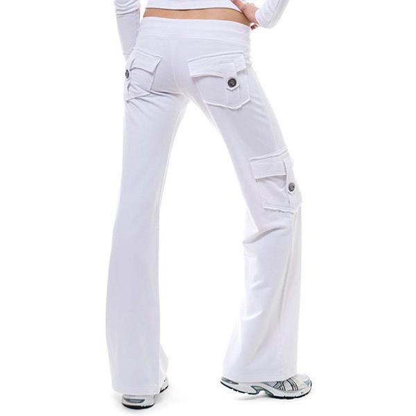 Womenmid rise elestic waist cargo yoga pants with pockets