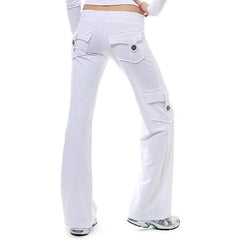 Womenmid rise elestic waist cargo yoga pants with pockets