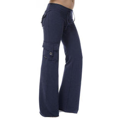 Womenmid rise elestic waist cargo yoga pants with pockets
