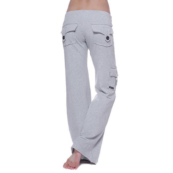 Womenmid rise elestic waist cargo yoga pants with pockets