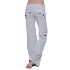Womenmid rise elestic waist cargo yoga pants with pockets