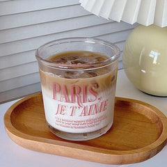 Romantic Pink Lettering "PARIS, JE T'AIME" Glass Cup