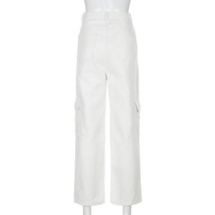 Womenmid rise fashion cargo jeans loose fit baggy jeans