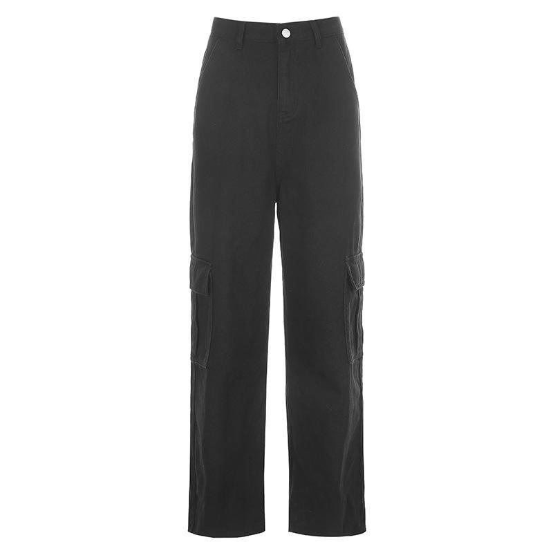 Womenmid rise fashion cargo jeans loose fit baggy jeans