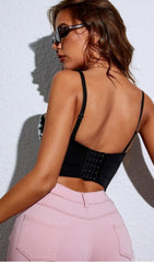 Rhinestone Bustier Crop Corset Cami Top