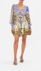 BUTTON FRONT FRILL DRESS GILDED