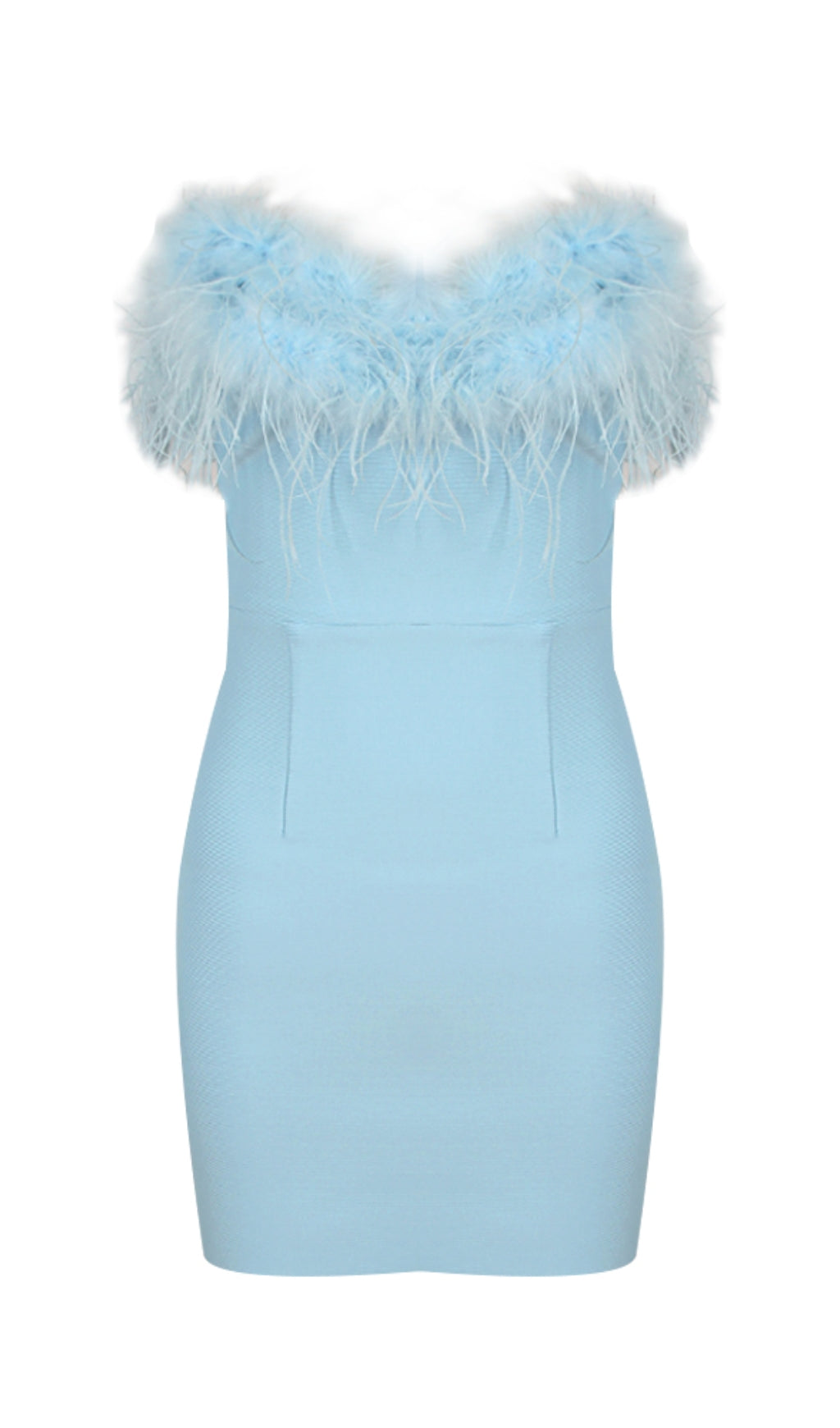 FEATHER MINI DRESS IN ROYAL BLUE