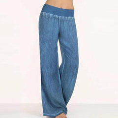 Plus Size Solid Casual Denim Jeans