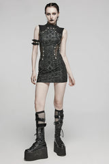 WomenPunk Snake-skin  Gothic Hollowed Out Dress