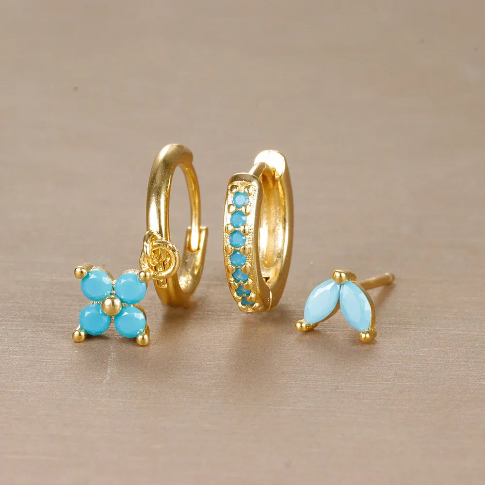 Stainless Steel Crystal Zirconia Geometric Cartilage Piercing Fashion Jewelry Earring