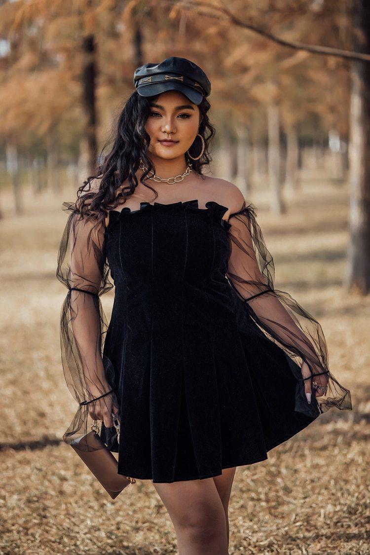 Sexy Off Shoulder Lantern Sleeve Mini Dress