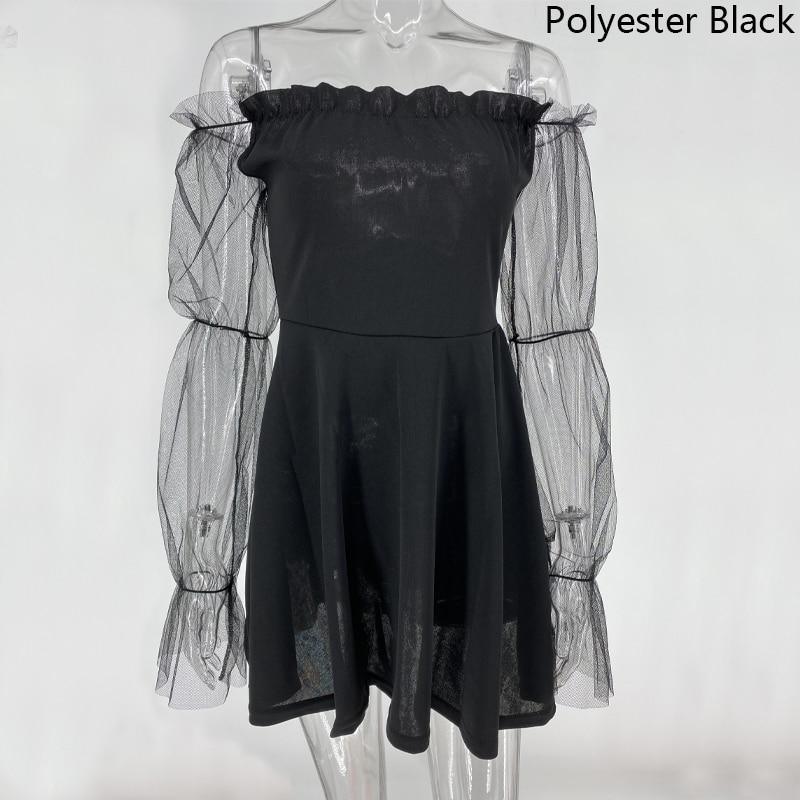 Sexy Off Shoulder Lantern Sleeve Mini Dress